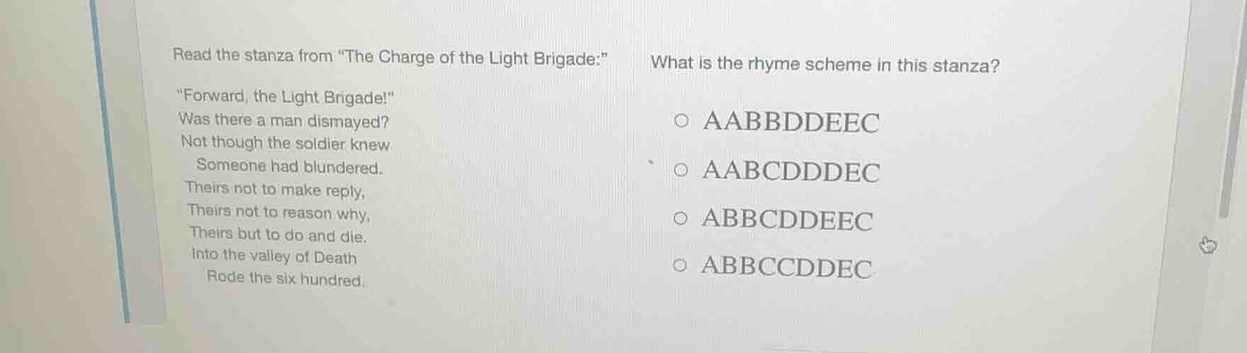 read the stanza from \the charge of the light brigade:\ \forward, the l…