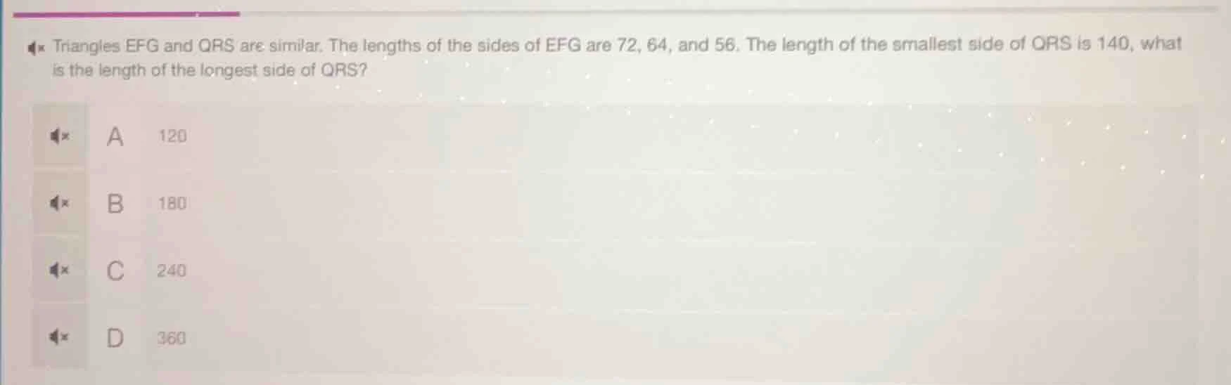 triangles efg and qrs are similar. the lengths of the sides of efg are …