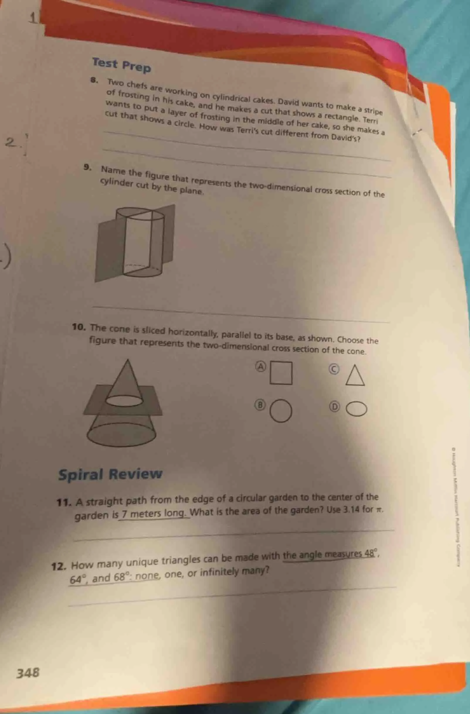 test prep 8. two chefs are working on cylindrical cakes. david wants to…