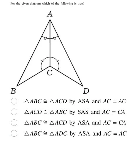 for the given diagram which of the following is true? options: - $\\tri…