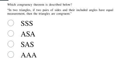 which congruency theorem is described below? \in two triangles, if two …