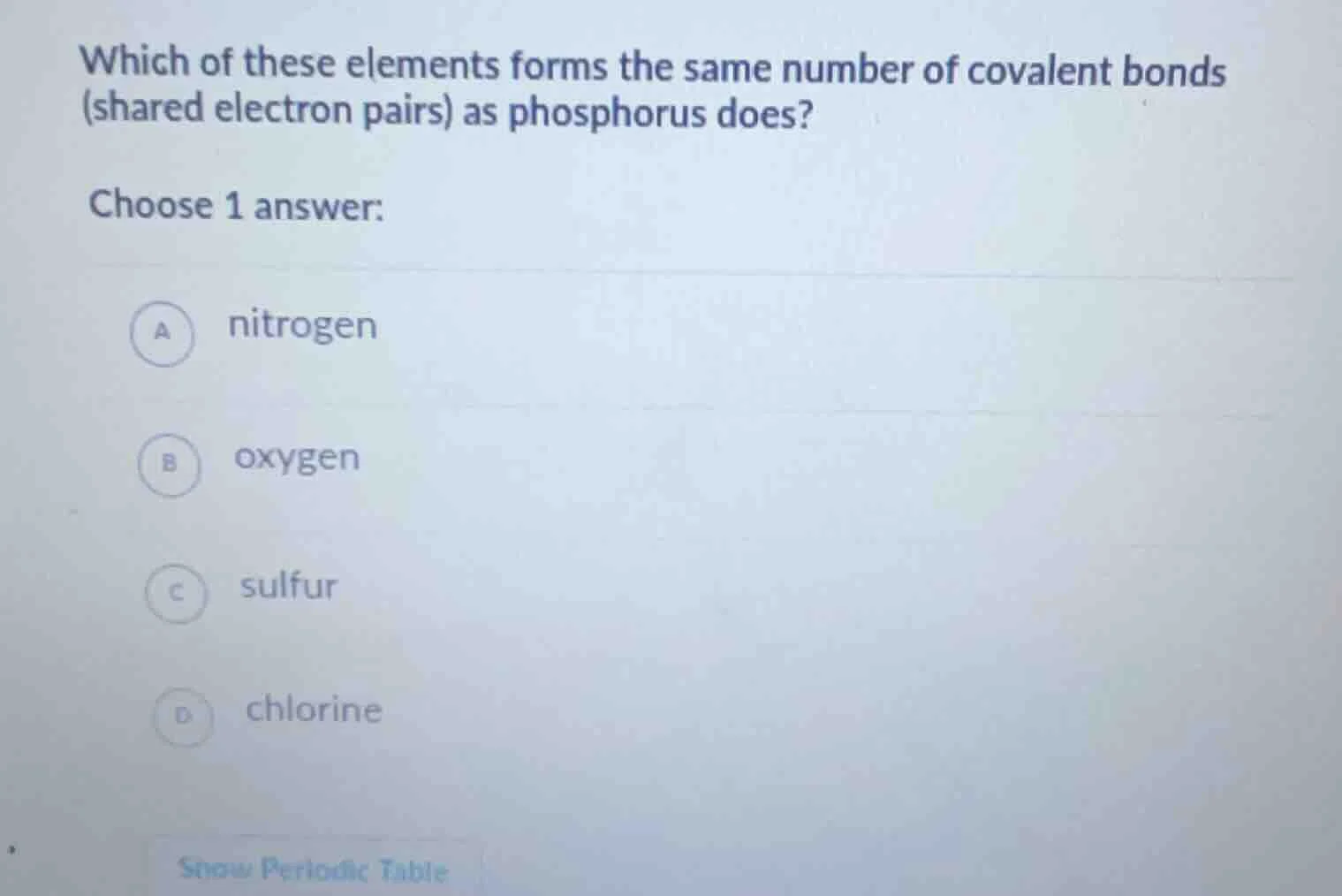 which of these elements forms the same number of covalent bonds (shared…