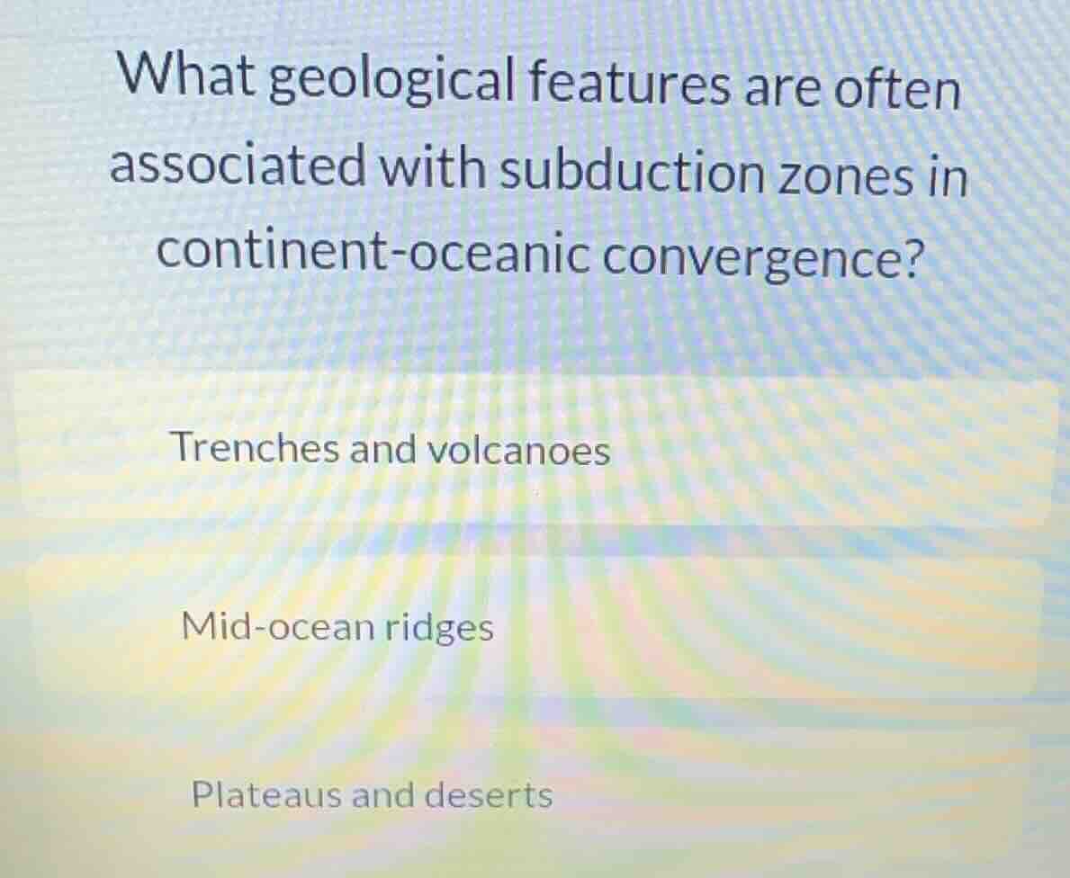 what geological features are often associated with subduction zones in …