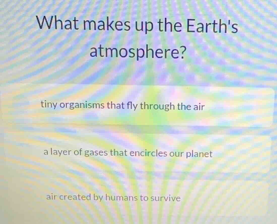 what makes up the earths atmosphere? tiny organisms that fly through th…