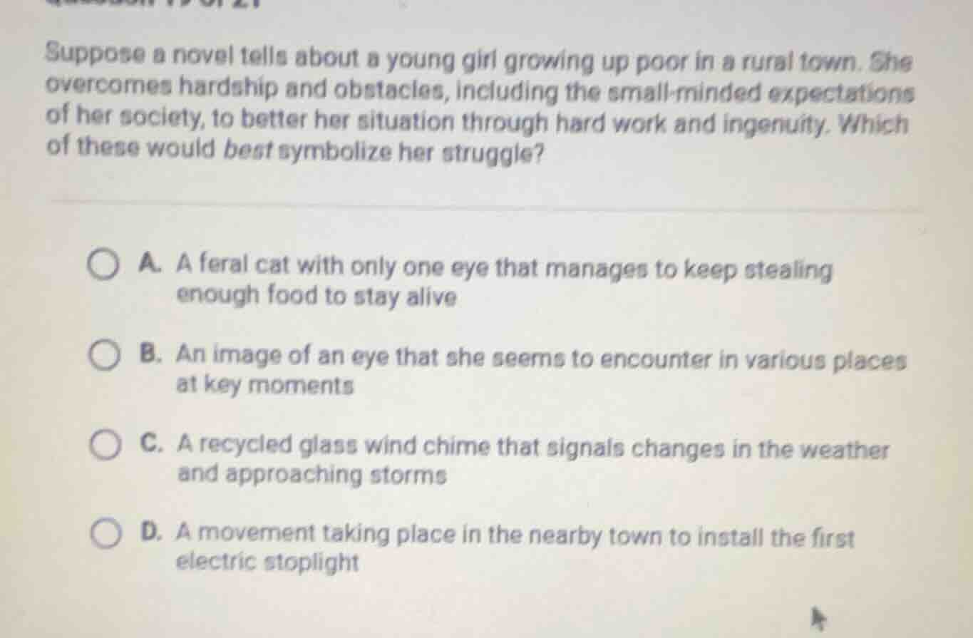 suppose a novel tells about a young girl growing up poor in a rural tow…