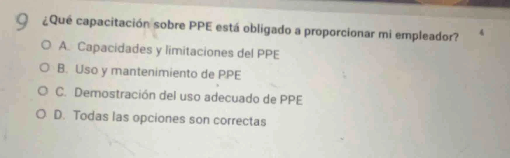 9 ¿qué capacitación sobre ppe está obligado a proporcionar mi empleador…