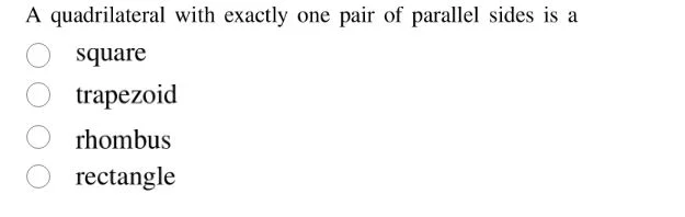 a quadrilateral with exactly one pair of parallel sides is a square tra…