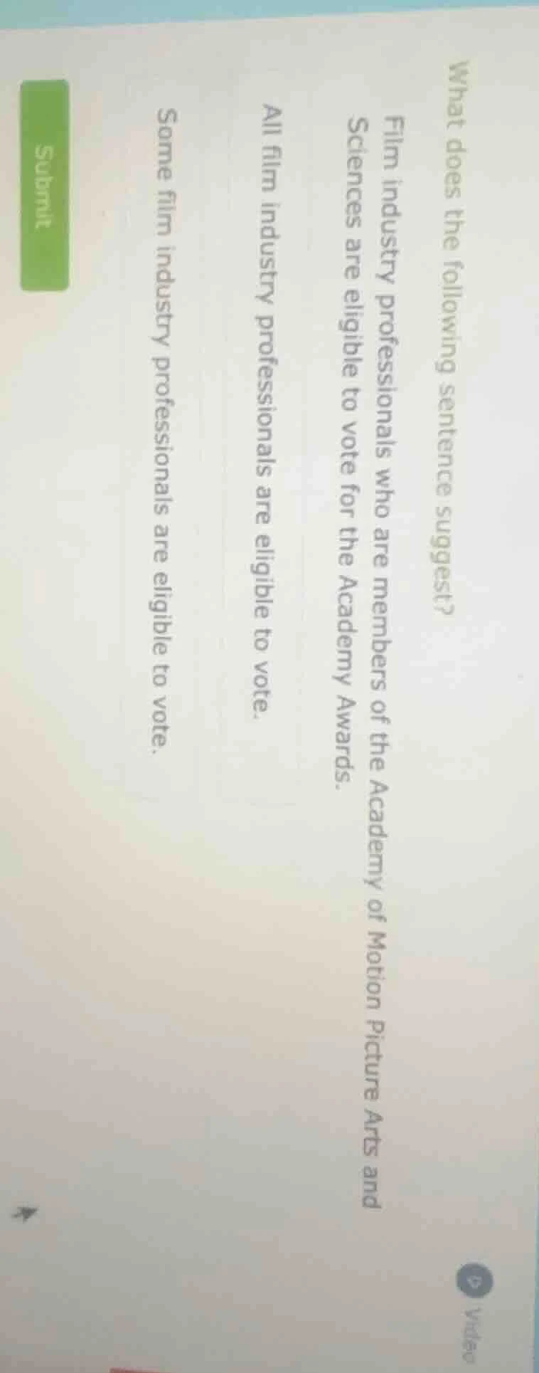 what does the following sentence suggest? film industry professionals w…