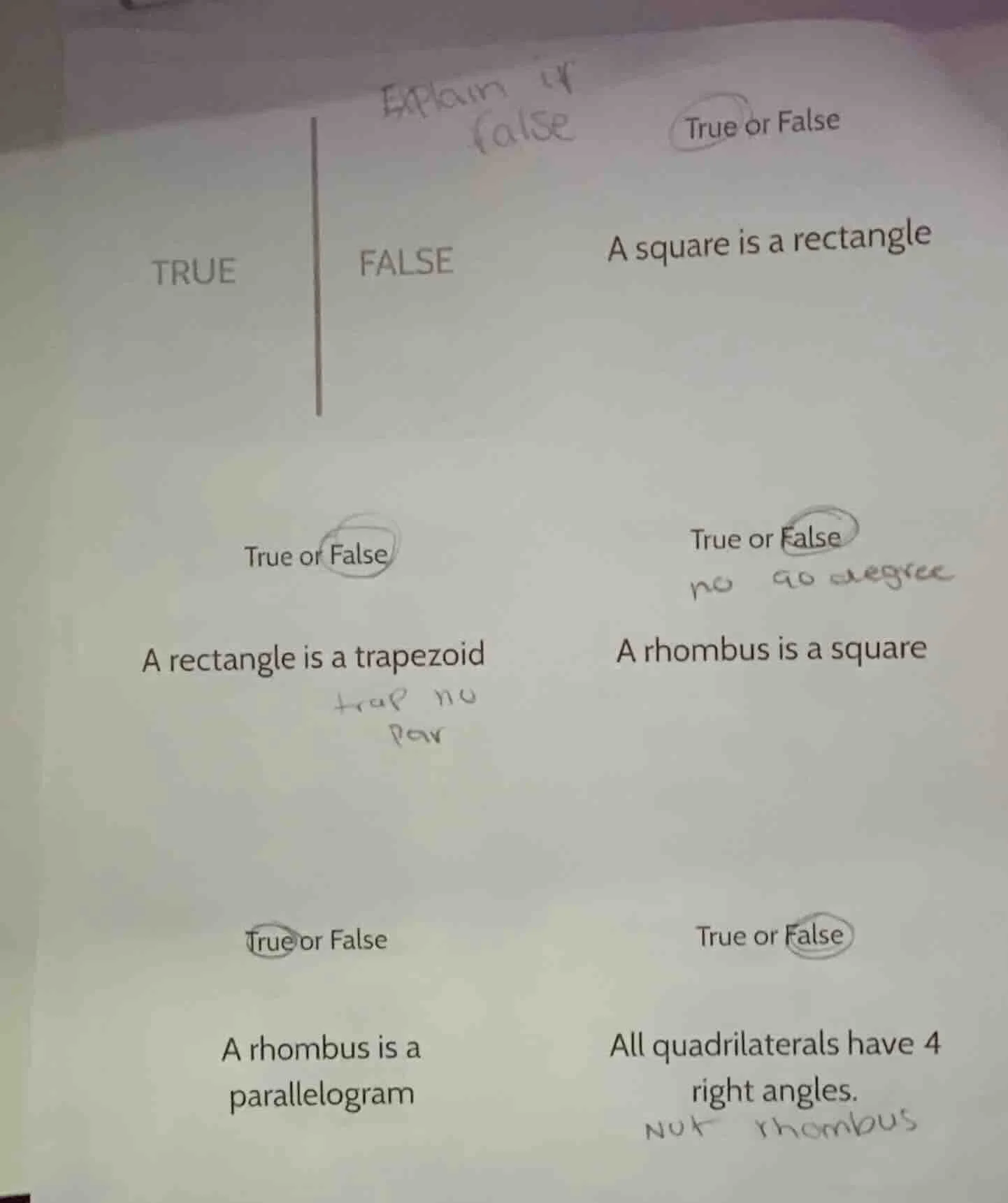 true or false a square is a rectangle true or false a rectangle is a tr…