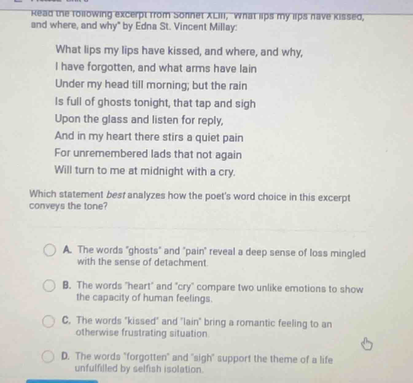 read the following excerpt from sonnet xliii, what lips my lips have ki…