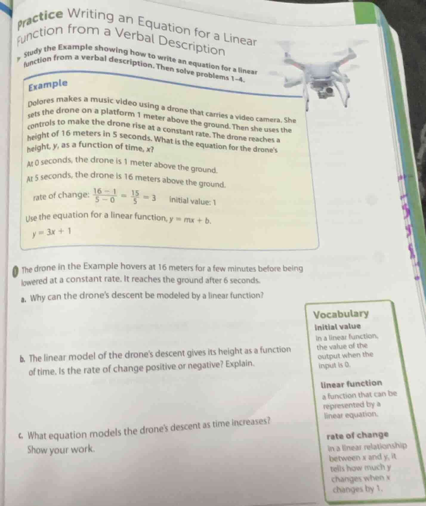 practice writing an equation for a linear function from a verbal descri…