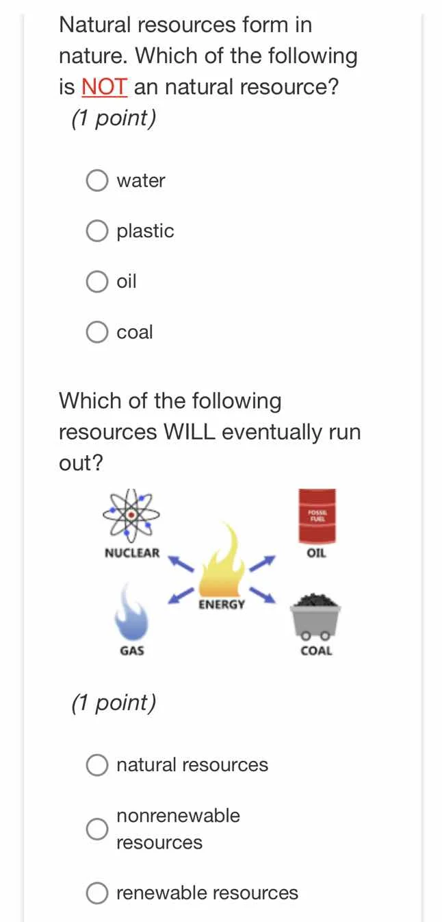 natural resources form in nature. which of the following is not an natu…