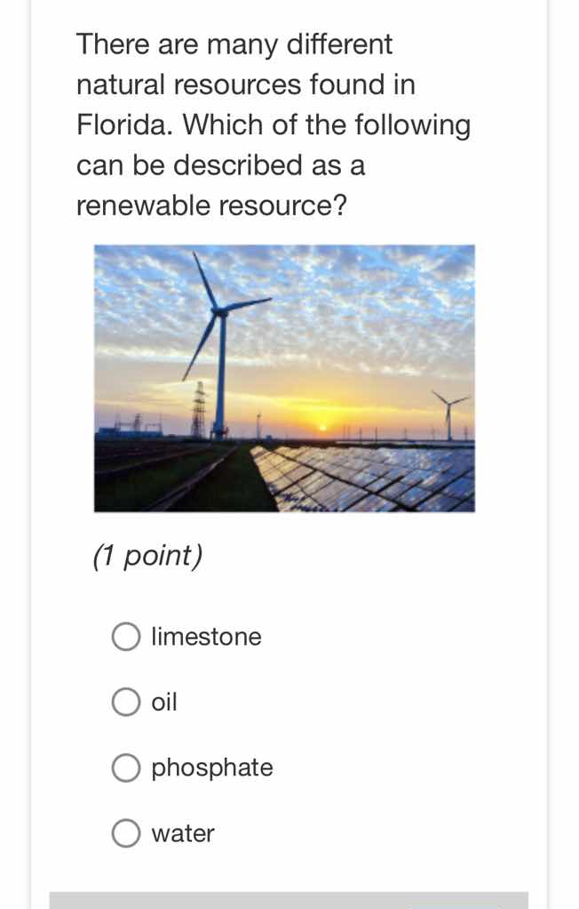 there are many different natural resources found in florida. which of t…