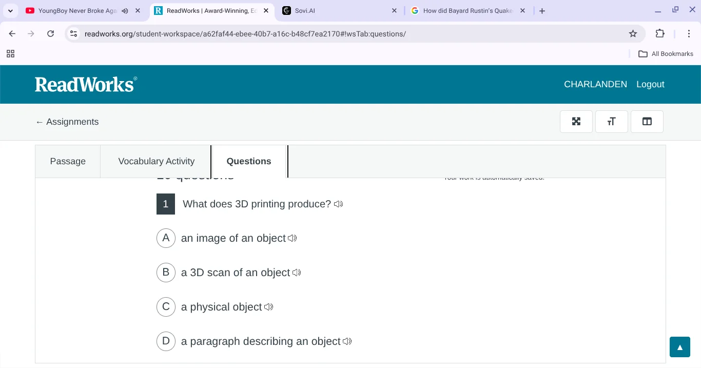 1 what does 3d printing produce? a an image of an object b a 3d scan of…