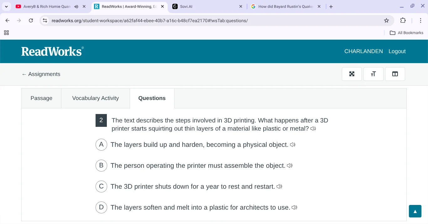 2 the text describes the steps involved in 3d printing. what happens af…