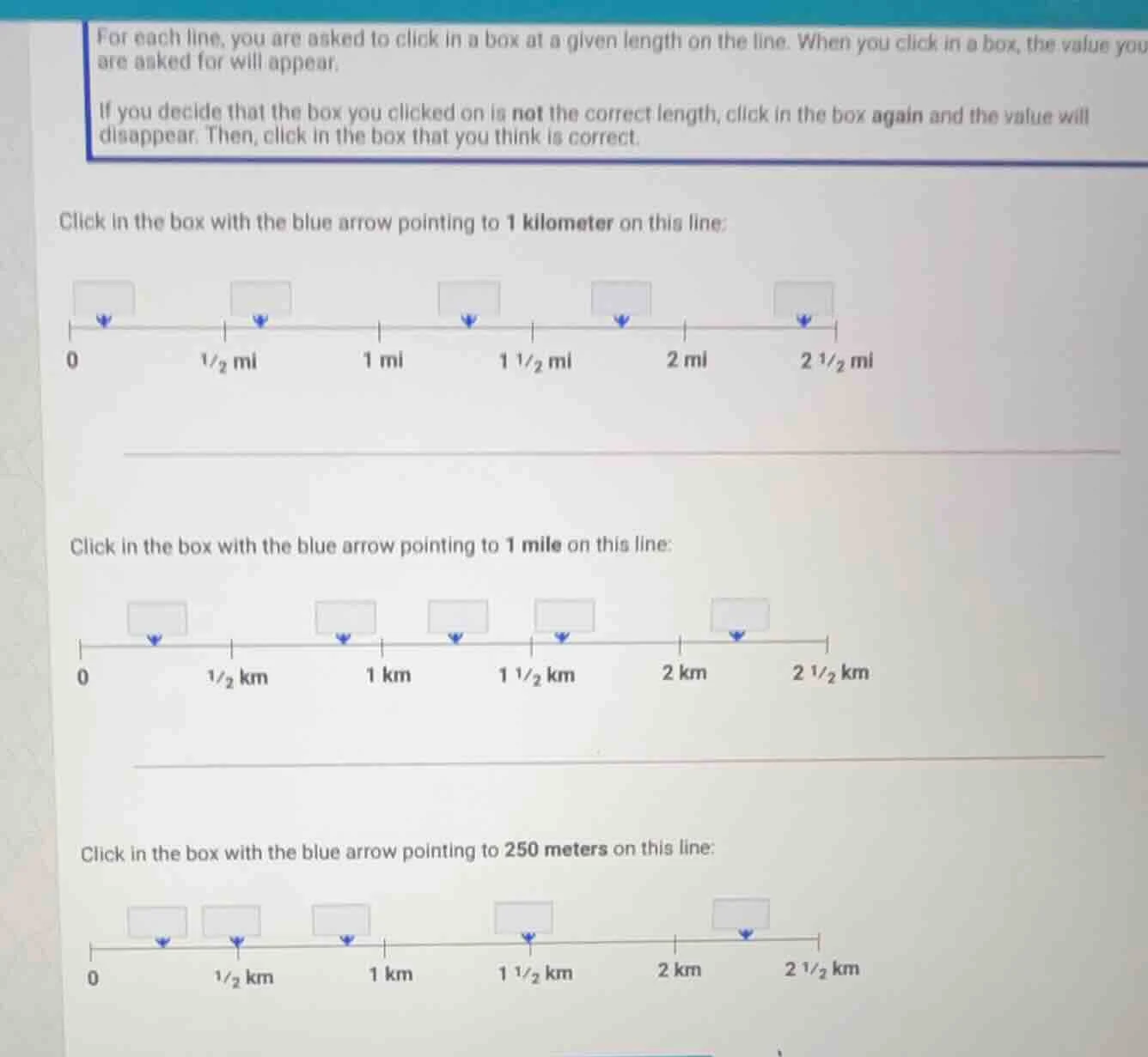 for each line, you are asked to click in a box at a given length on the…