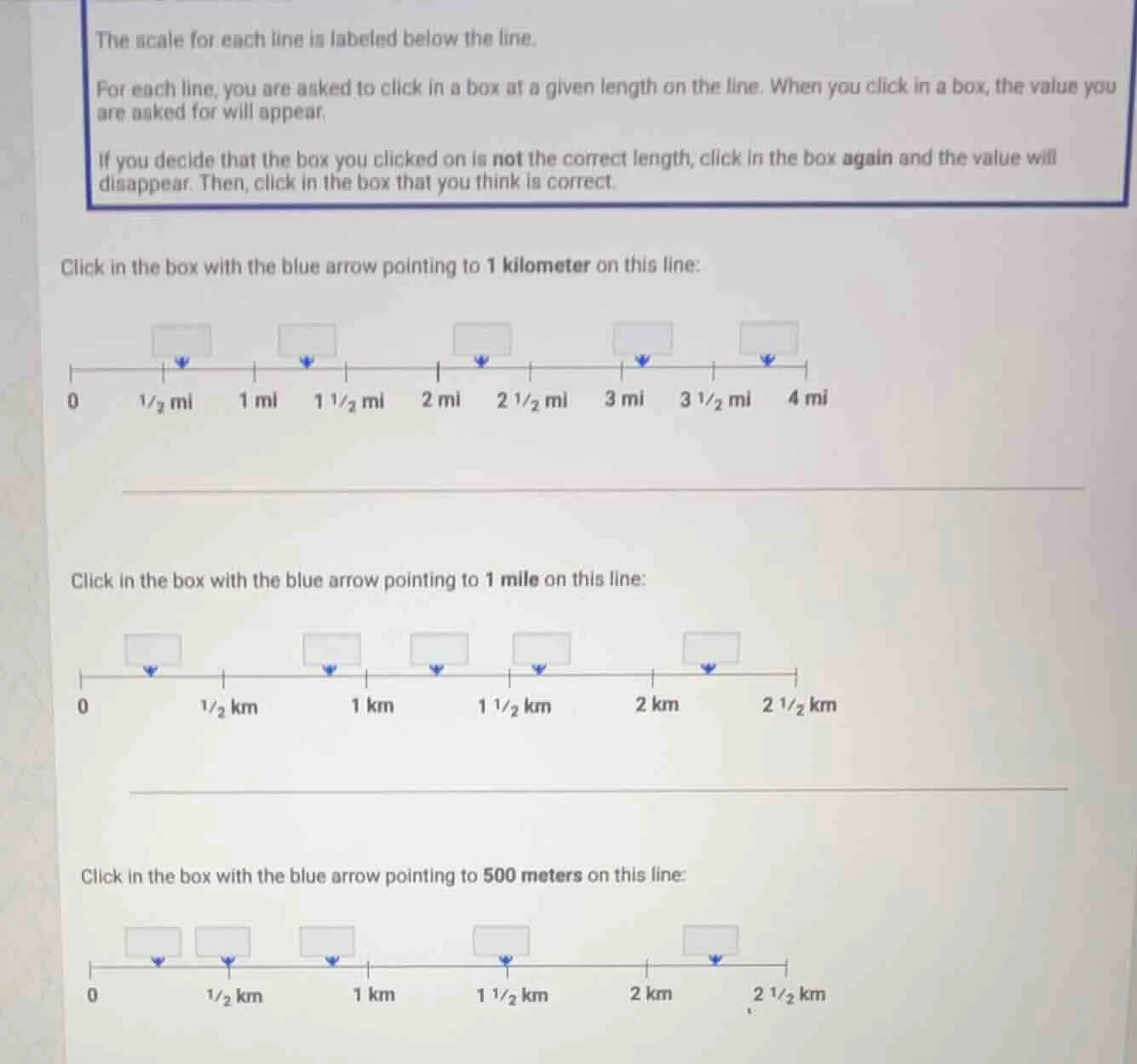 the scale for each line is labeled below the line. for each line, you a…