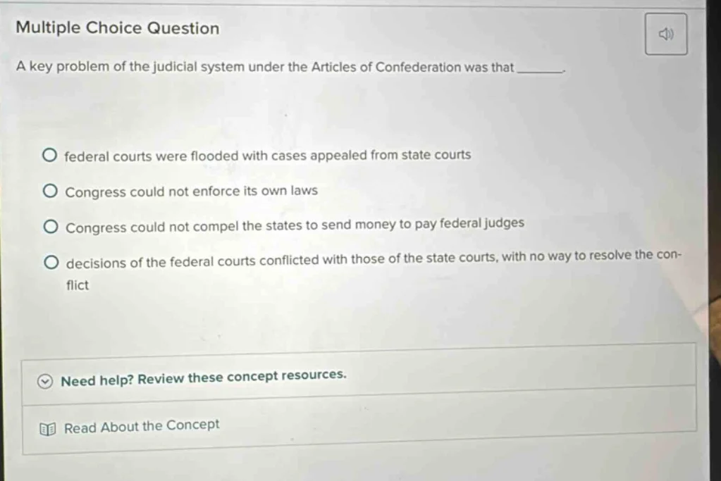 multiple choice question a key problem of the judicial system under the…