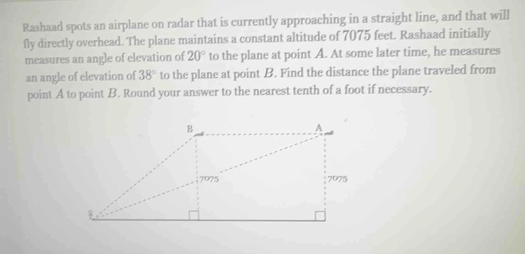 rashaad spots an airplane on radar that is currently approaching in a s…