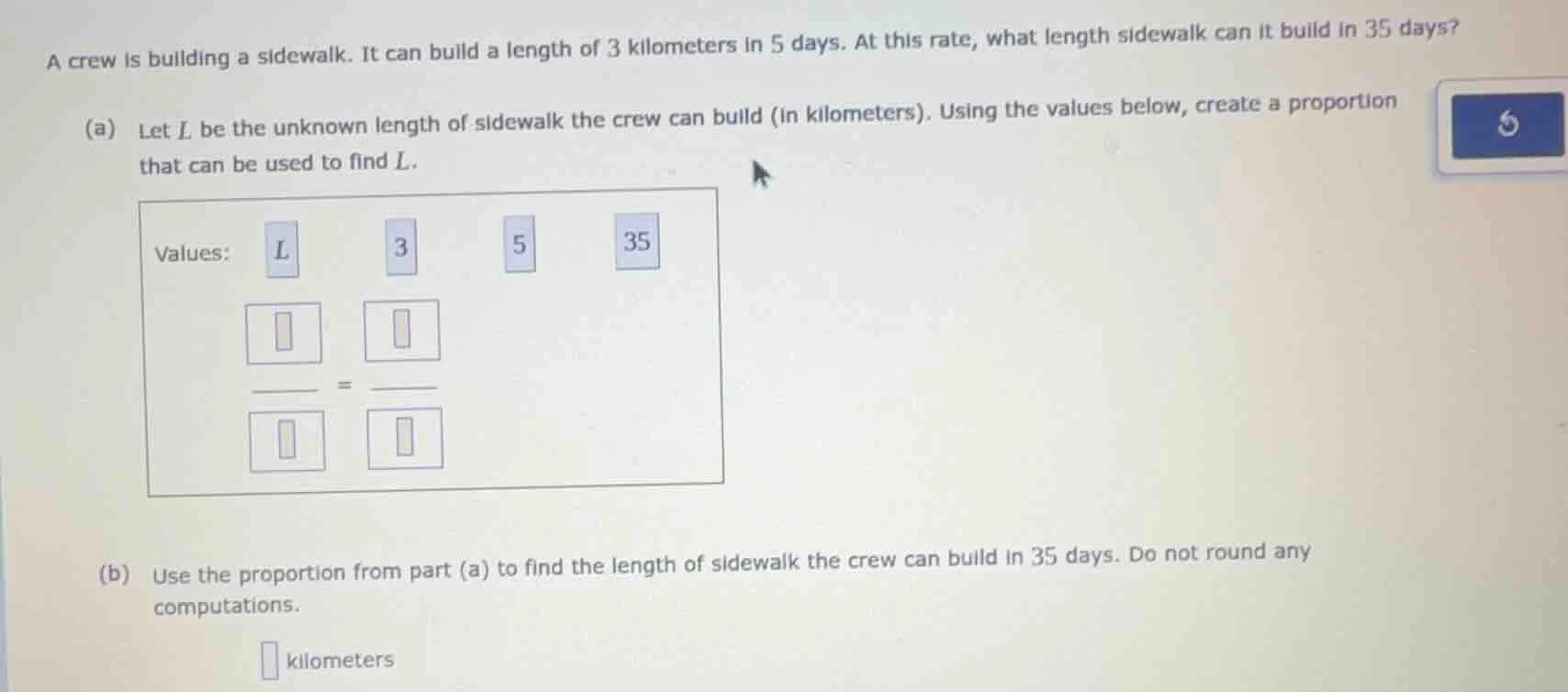 a crew is building a sidewalk. it can build a length of 3 kilometers in…