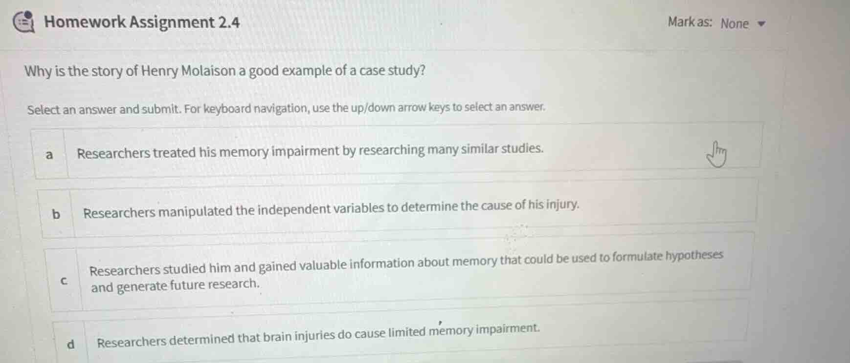 homework assignment 2.4 why is the story of henry molaison a good examp…