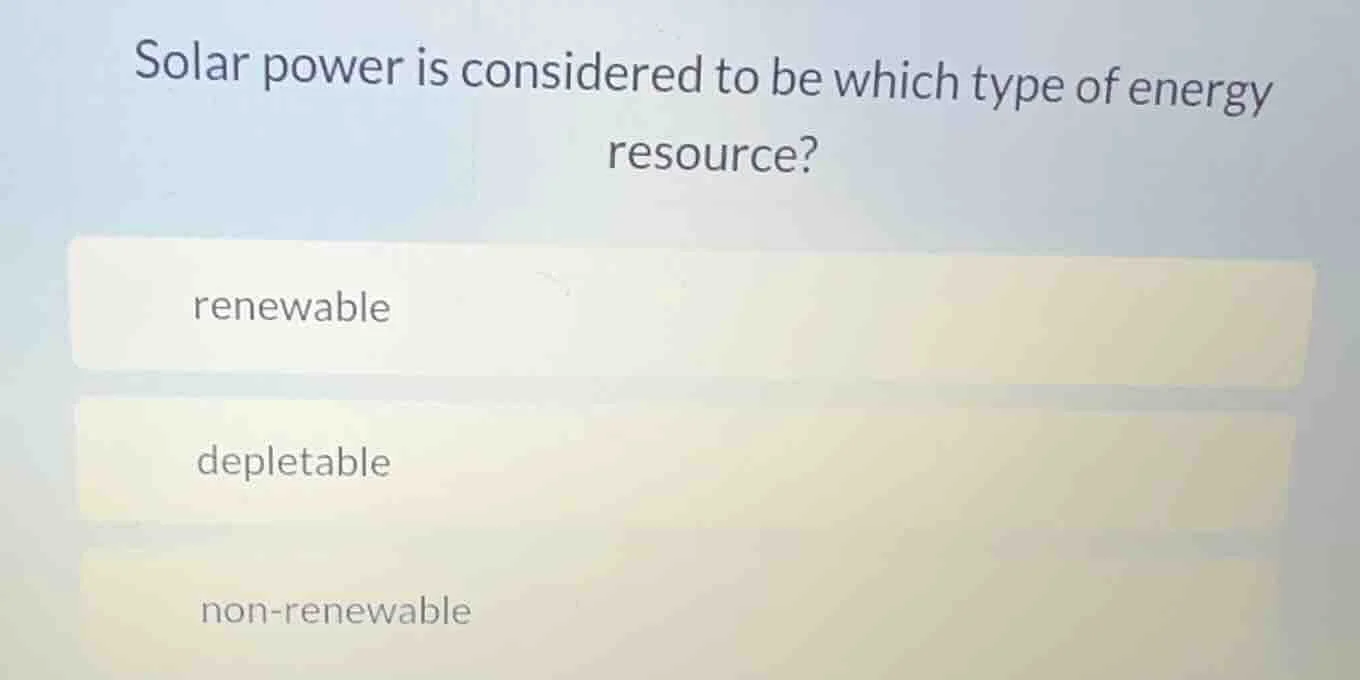 solar power is considered to be which type of energy resource? renewabl…