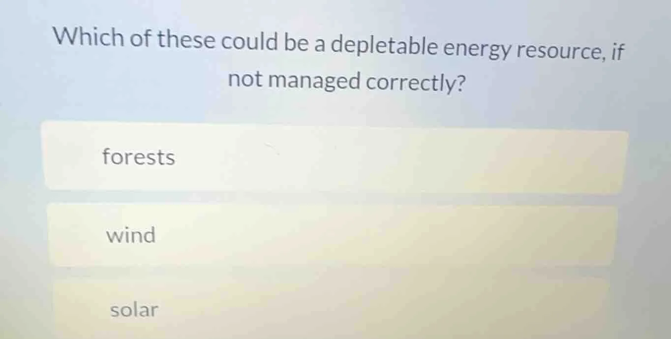 which of these could be a depletable energy resource, if not managed co…