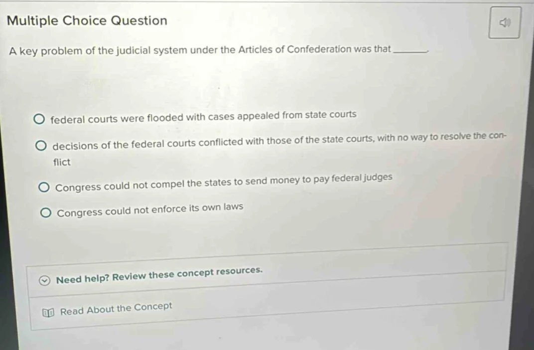 multiple choice question a key problem of the judicial system under the…