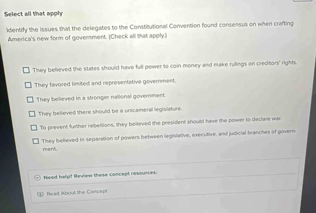 select all that apply identify the issues that the delegates to the con…