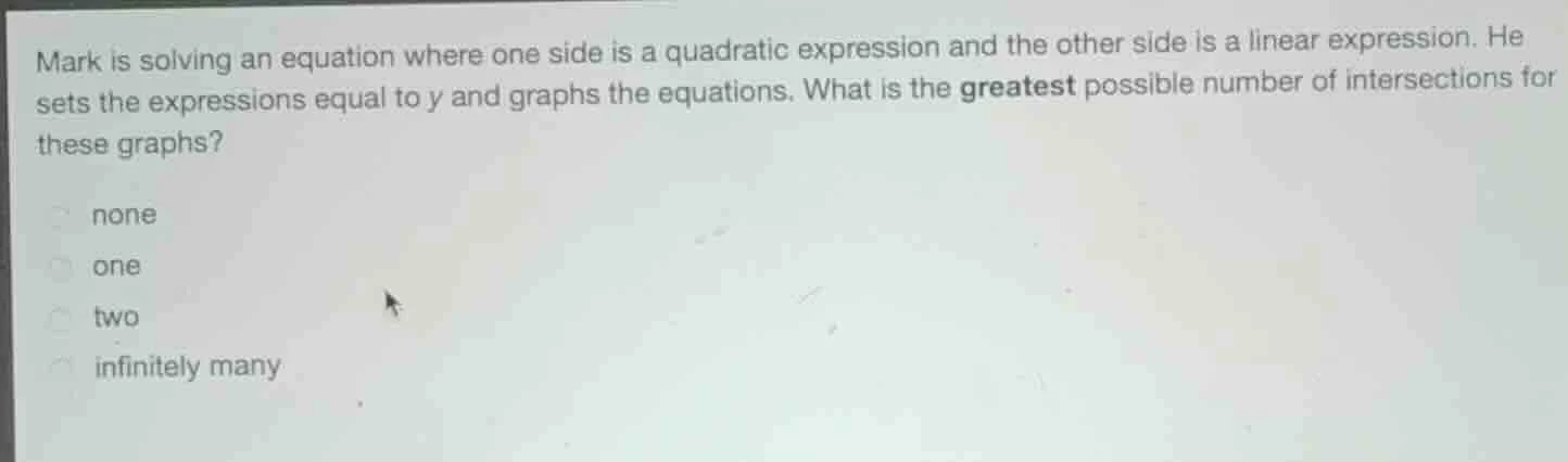 mark is solving an equation where one side is a quadratic expression an…