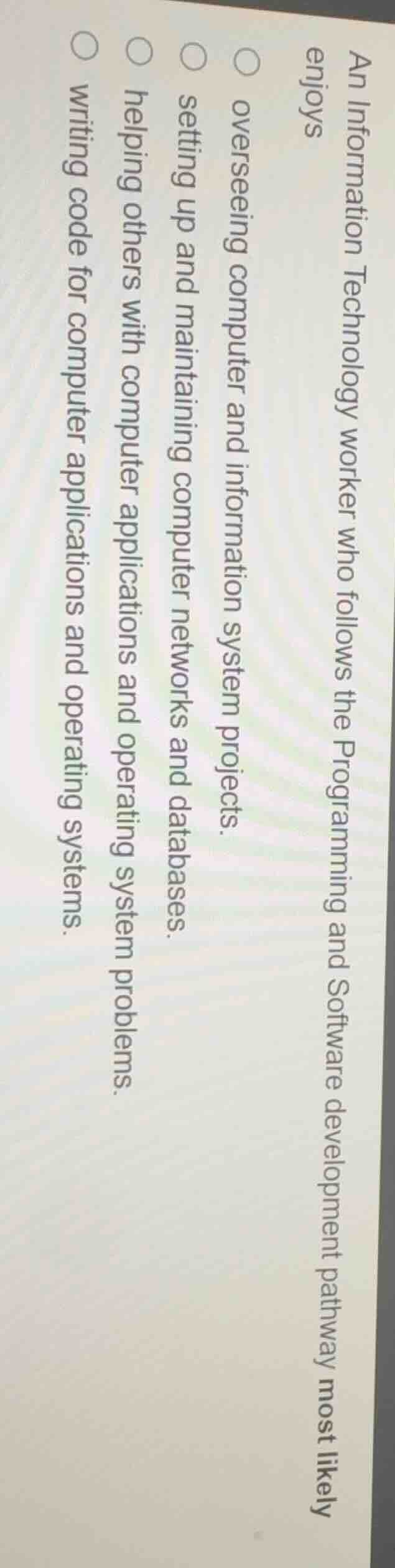 an information technology worker who follows the programming and softwa…