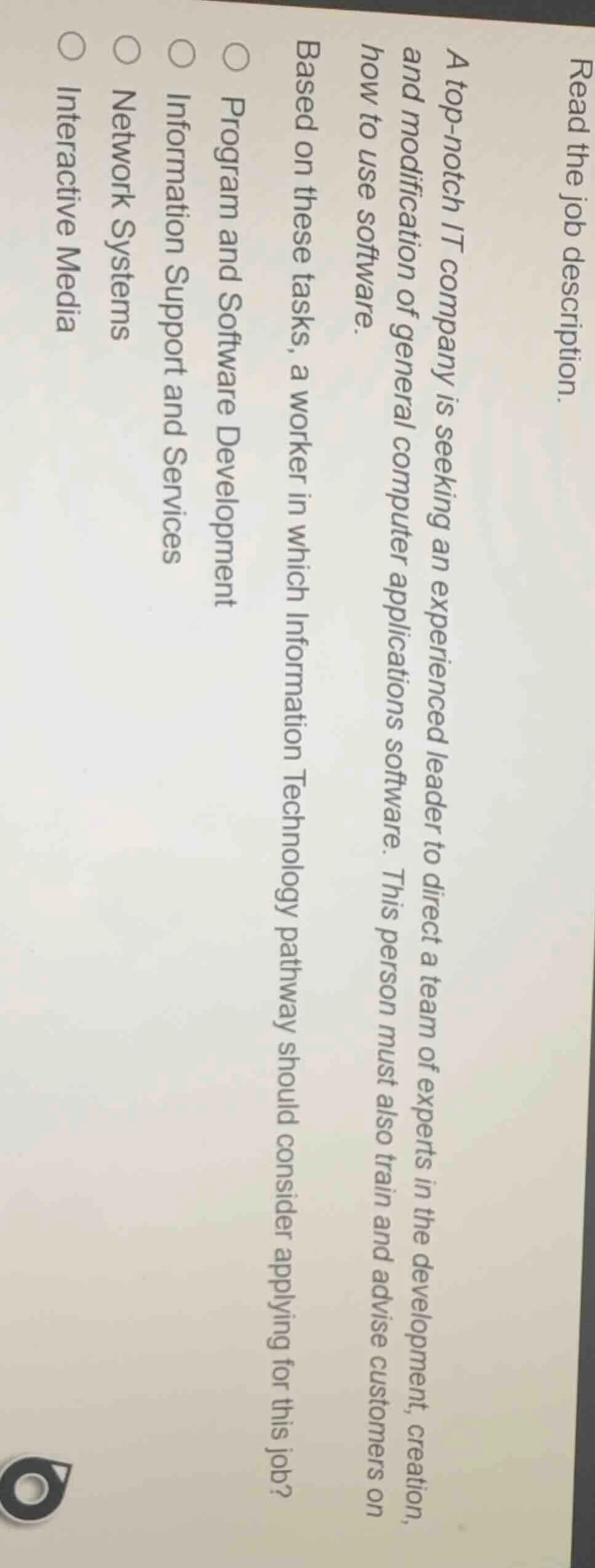 read the job description. a top - notch it company is seeking an experi…