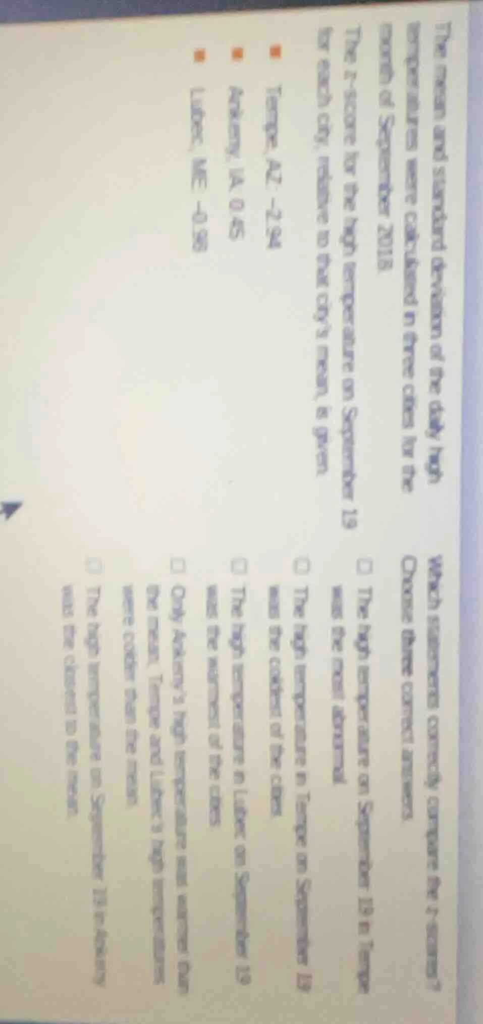 the mean and standard deviation of the daily high temperature in three …