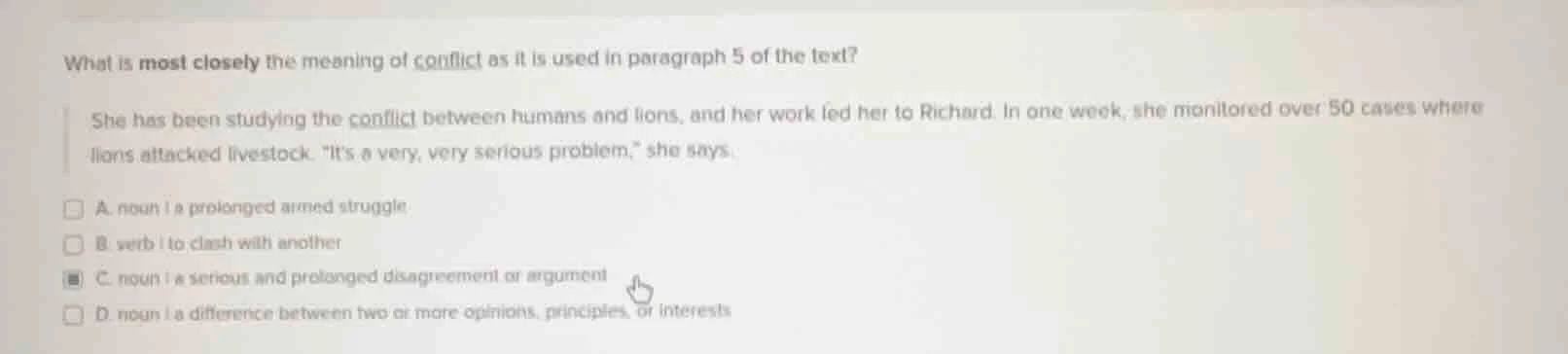 what is most closely the meaning of conflict as it is used in paragraph…