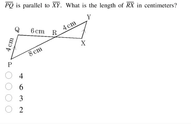$overline{pq}$ is parallel to $overline{xy}$. what is the length of $ov…