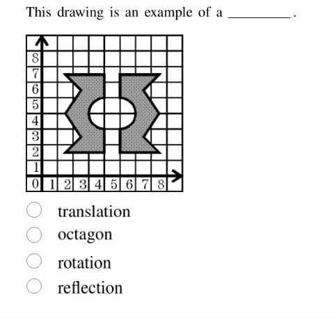 this drawing is an example of a ______. options: translation, octagon, …