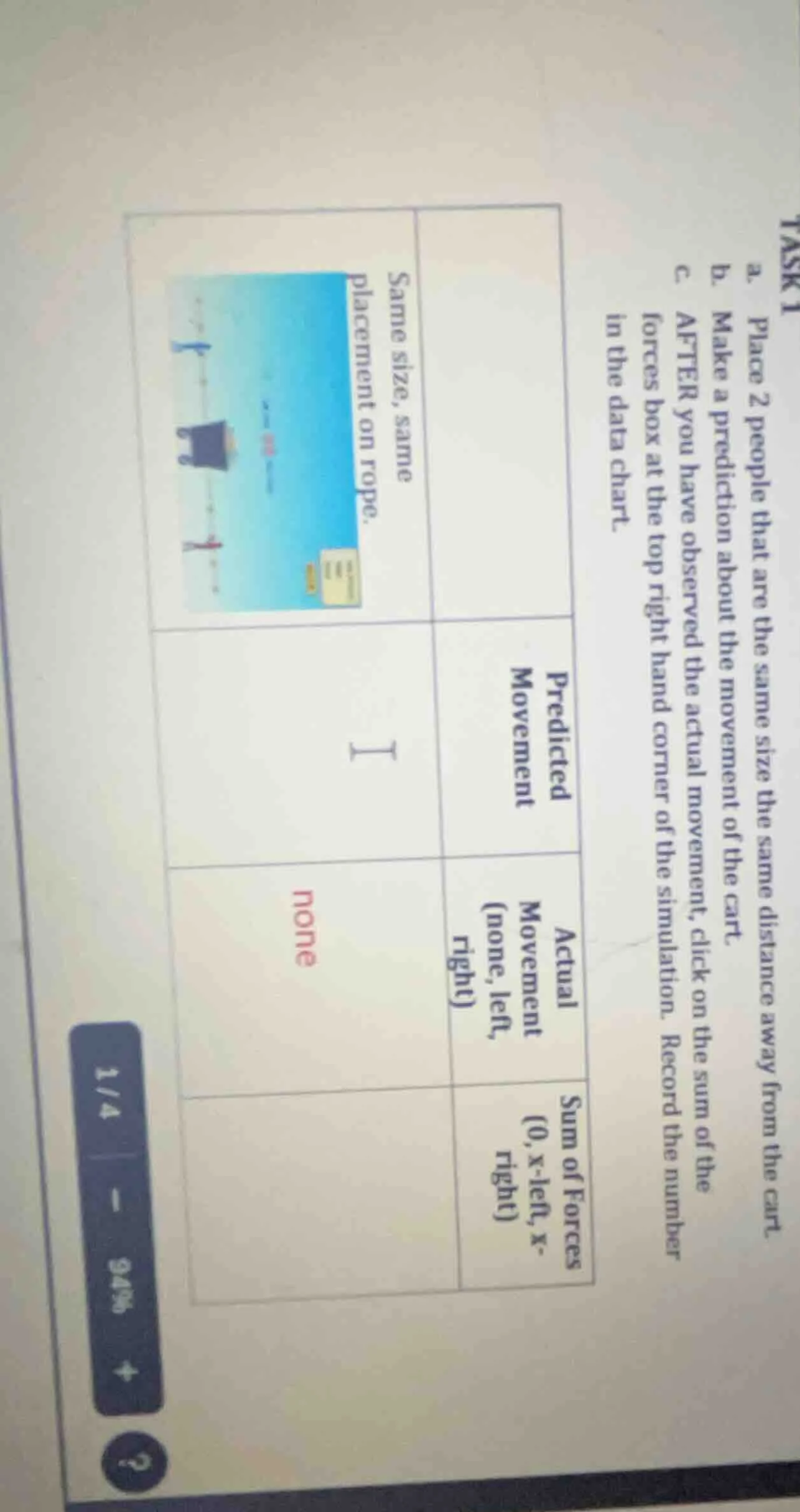 task 1 a. place 2 people that are the same size the same distance away …