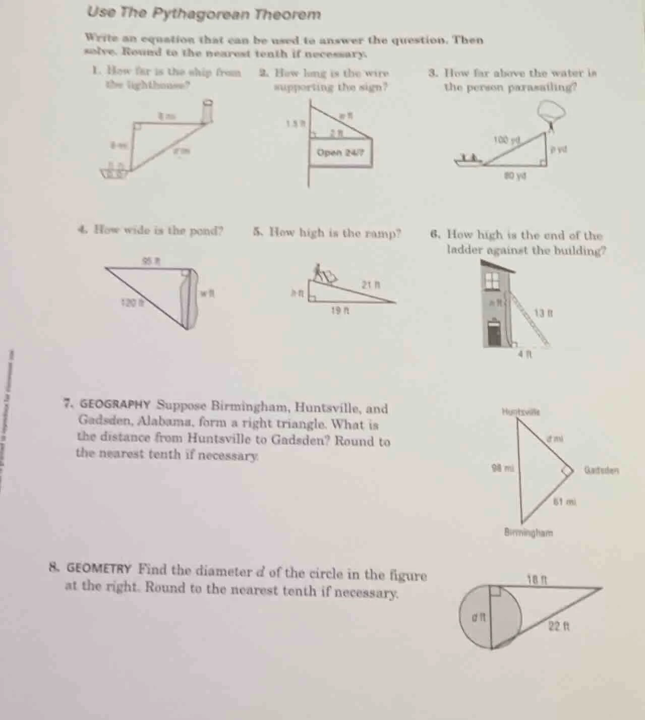 use the pythagorean theorem write an equation that can be used to answe…