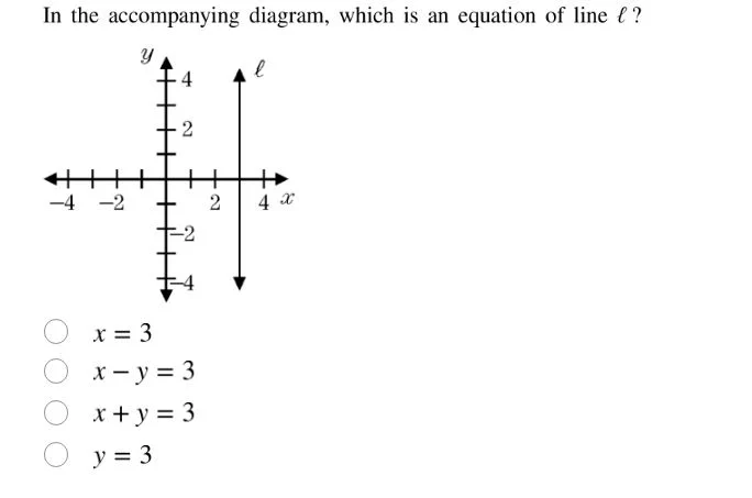 in the accompanying diagram, which is an equation of line ( ell )? opti…