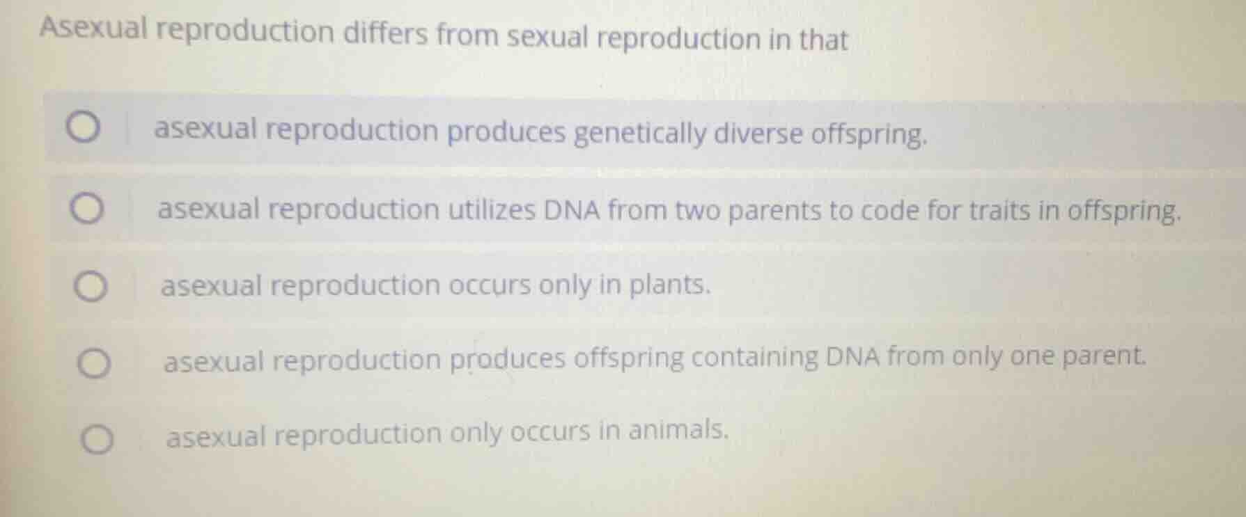 asexual reproduction differs from sexual reproduction in that - asexual…