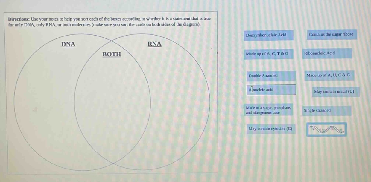directions: use your notes to help you sort each of the boxes according…