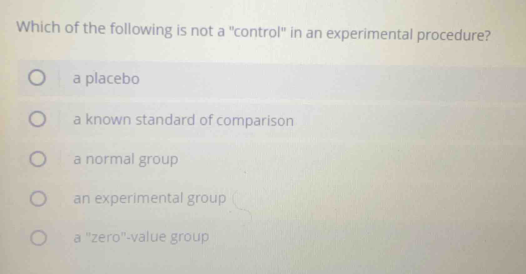 which of the following is not a \control\ in an experimental procedure?…