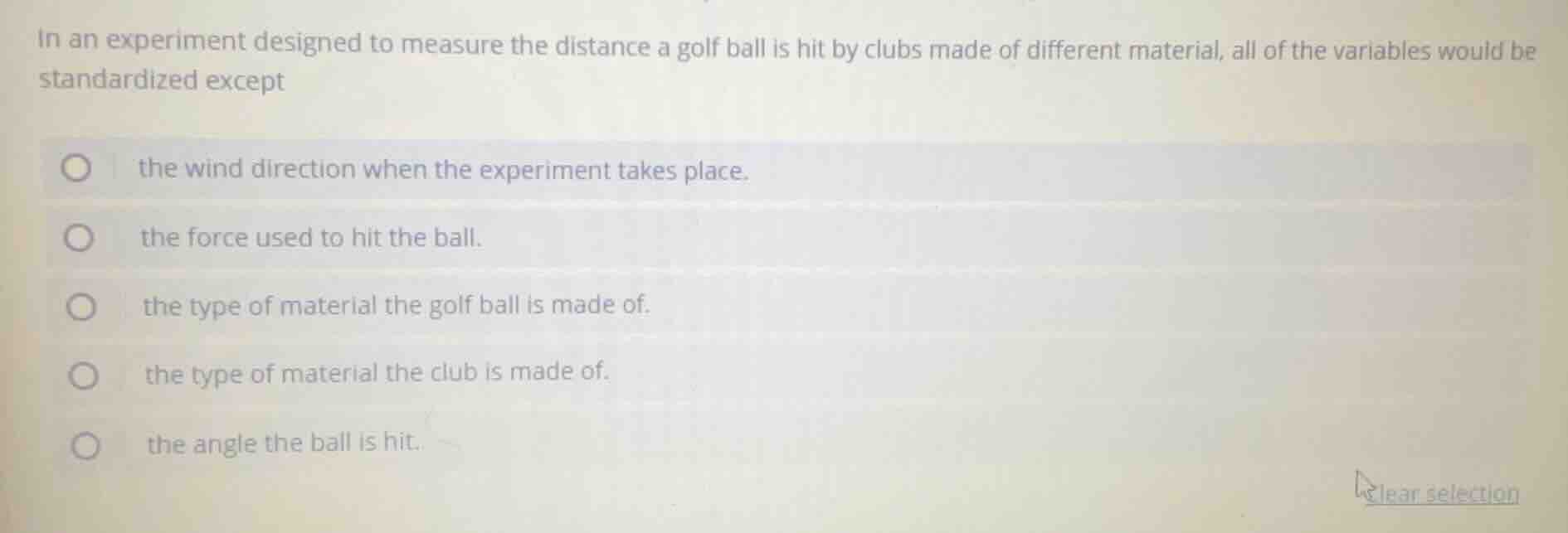 in an experiment designed to measure the distance a golf ball is hit by…