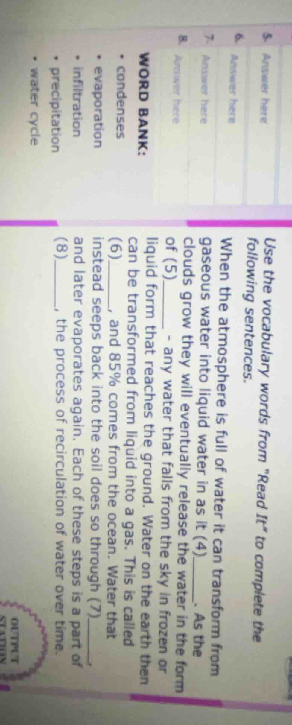 use the vocabulary words from ead it\ to complete the following sentenc…