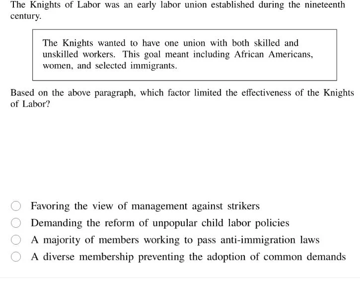 the knights of labor was an early labor union established during the ni…