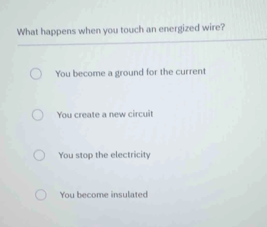 what happens when you touch an energized wire? you become a ground for …