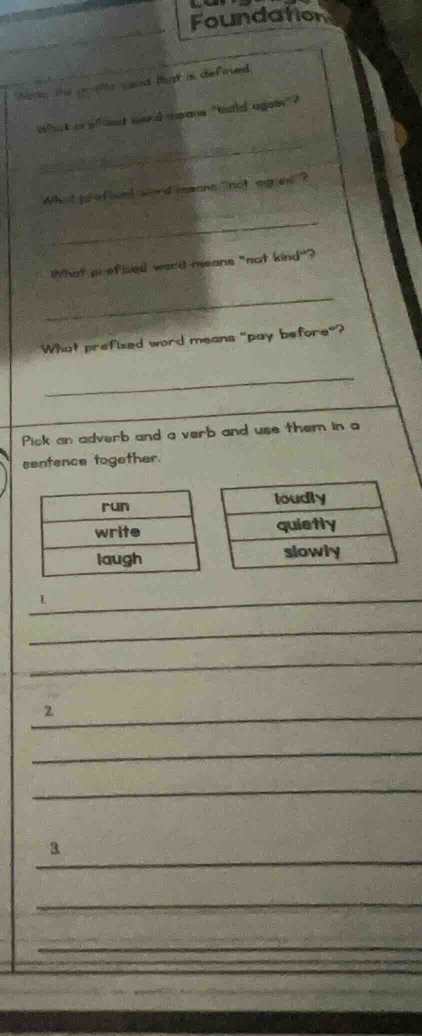 write the prefix and root is defined. what prefixed word means \build a…