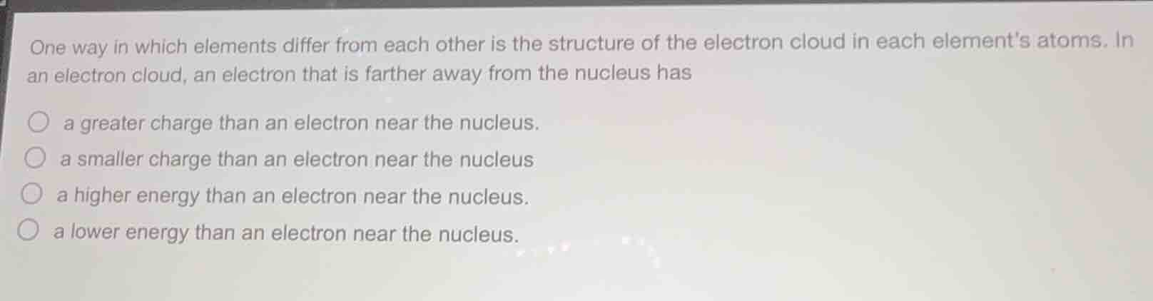 one way in which elements differ from each other is the structure of th…
