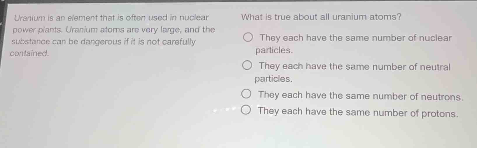 uranium is an element that is often used in nuclear power plants. urani…