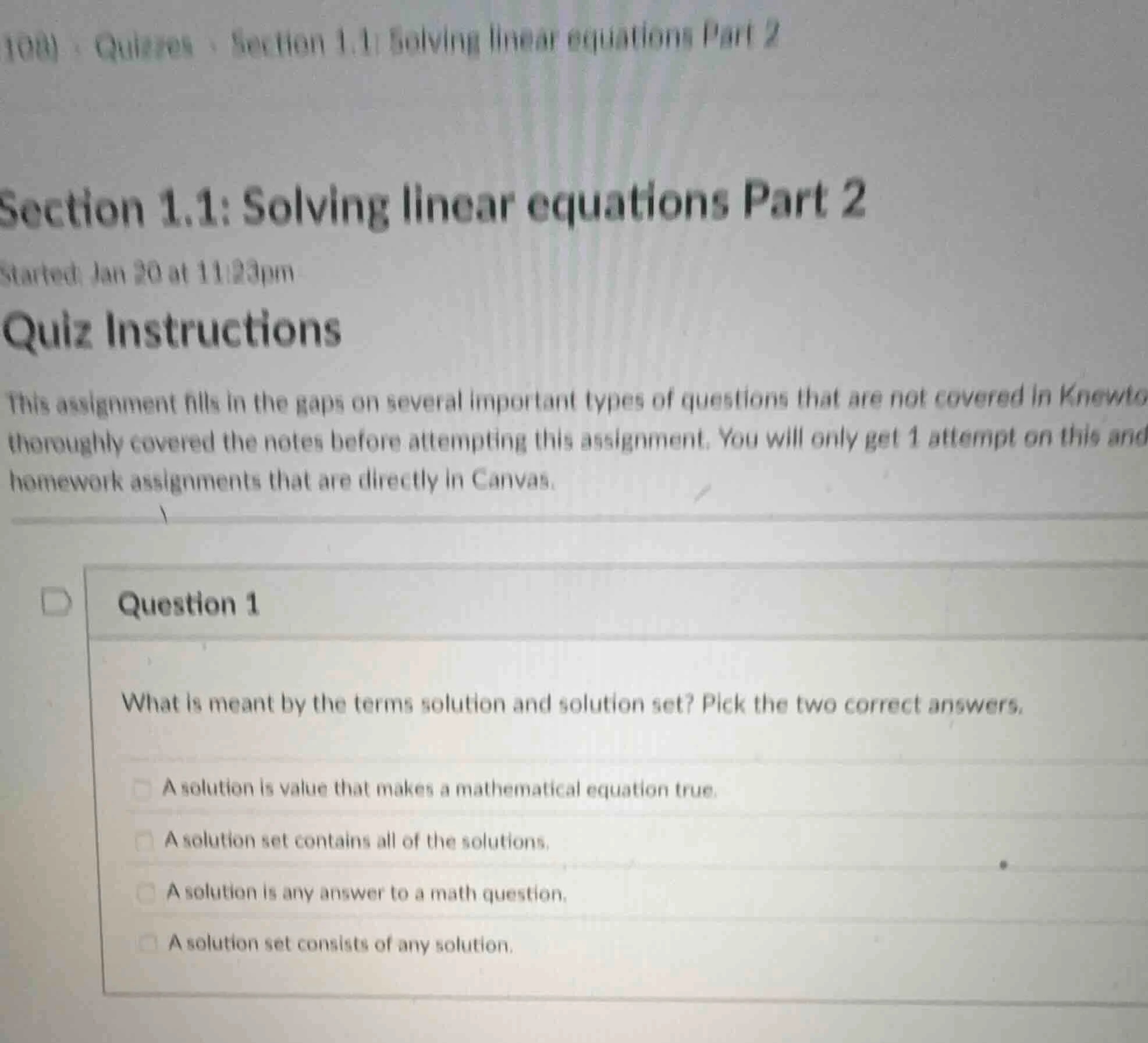 section 1.1: solving linear equations part 2 started: jan 20 at 11:23pm…